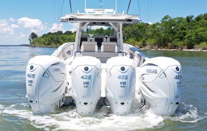 Four Yamaha XTO 425 V8 outboards